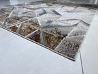 Polyester Silver with Gold Viscose Blend Geometric Design Rug/Carpet - Style# Maximus 242 - Color-Changing Flat Weave Rug
