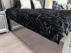 Braided Fluffy Faux Fur Chinchilla Black Bed Cover/ Coverlet/ Blanket/ Comforter/ King Cal Size - Queen Size