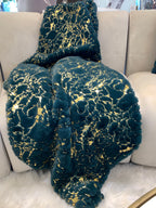 Golden Faux Fur Shine Cozy Shimmery Soft Fuzzy  Blanket/ Coverlet/ Quilt/ Throw/ Bedspread/ Bedcover