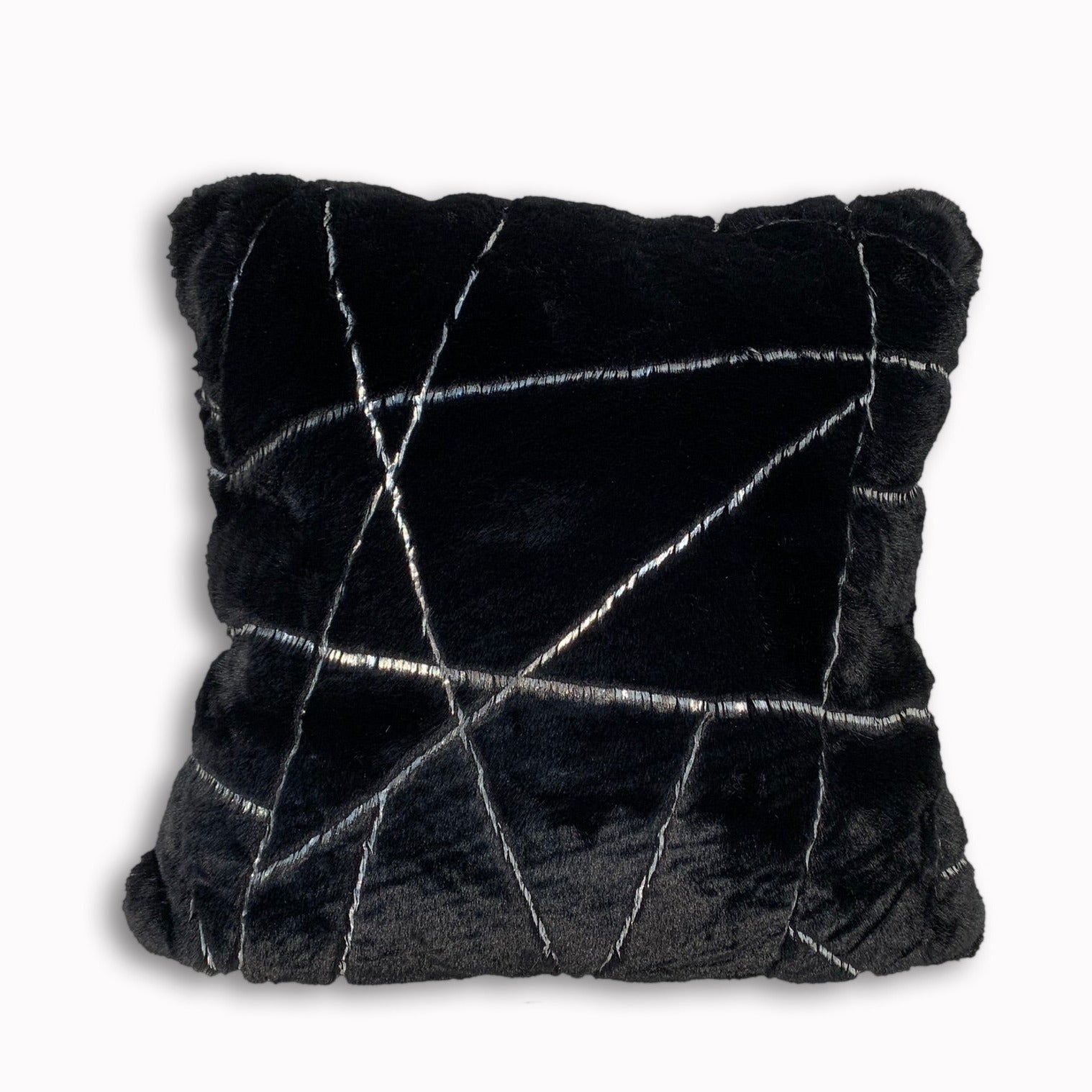 Silver Faux Fur Glow Fluffy Extra Soft Shimmery Foil Illuminating Effect Throw Pillow