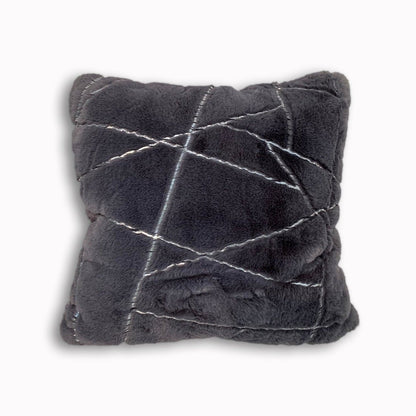 Silver Faux Fur Glow Fluffy Extra Soft Shimmery Foil Illuminating Effect Throw Pillow-Metallica Pillow Collection