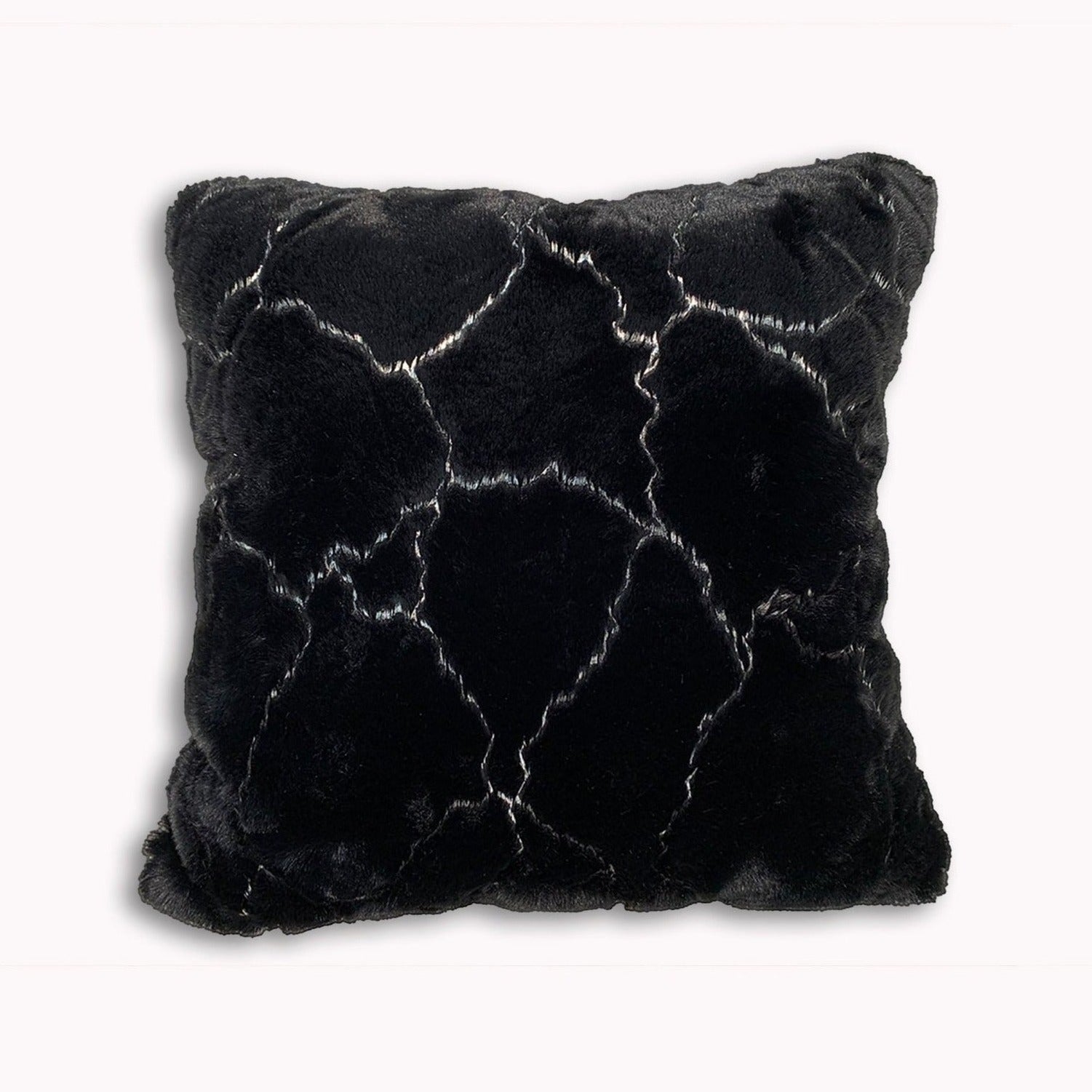 Silver Faux Fur Glow Fluffy Extra Soft Shimmery Foil Illuminating Effect Throw Pillow-Metallica Pillow Collection