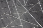 Charcoal Gray Faux Fur Rug With Metallic Silver Lines Rug/Carpet