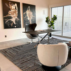 Geometric Earth-Tone Cowhide Rug – Black Base with Brown, Ivory & Grey Patchwork - Patchwork PCH212 Black