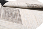 Geometric Diamond Cowhide Patchwork Rug – Ivory, Charcoal Grey, White & Brown Accents - Patchwork PCH221