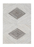 Geometric Diamond Cowhide Patchwork Rug – Ivory, Charcoal Grey, White & Brown Accents - Patchwork PCH221